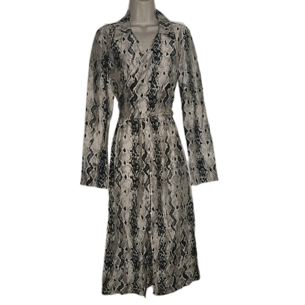 & Other Stories Stockholm Atelier Sheer Button Maxi Wrap Dress Sz 6 Snake Print